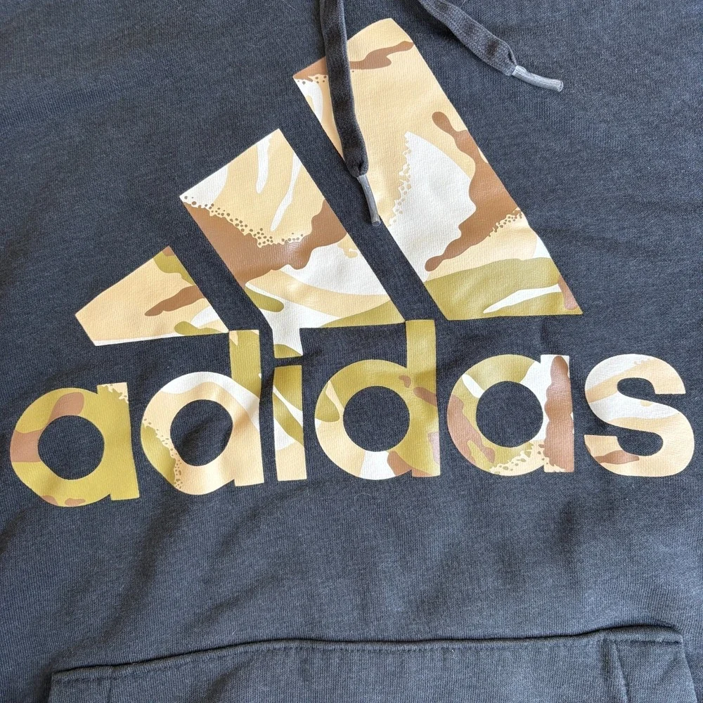 Adidas Hoodie Mens L Black Desert Camo Logo Fleece Lined Windproof Outdoor READ‎